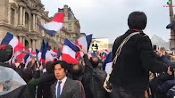 لحظة إعلان فوز إيمانويل ماكرون في الإنتخابات الرئاسية الفرنسية