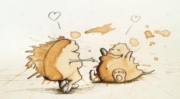 ألماني يبدع رسومات رائعة بواسطة بقع القهوة