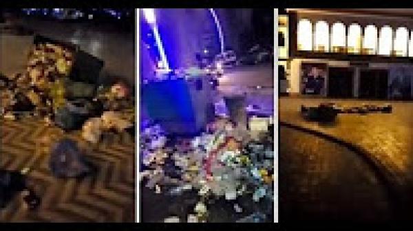 مواطن يصور على المباشر عملية رميه لحاويتي ازبال داخل مقر بلدية الجديدة احتجاجا على المجلس الجماعي