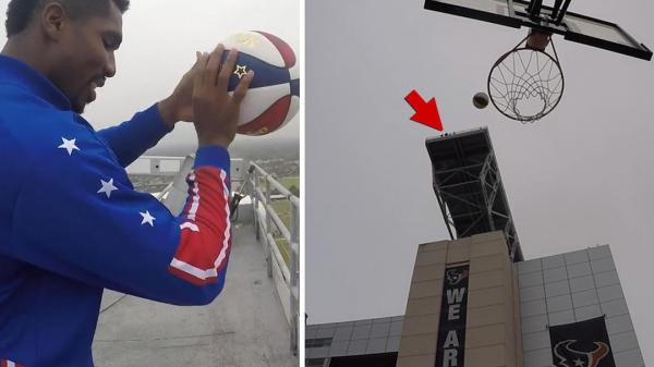 بالفيديو: لاعب ينفذ تسديدة سلة من علو شاهق والنتيجة مدهشة