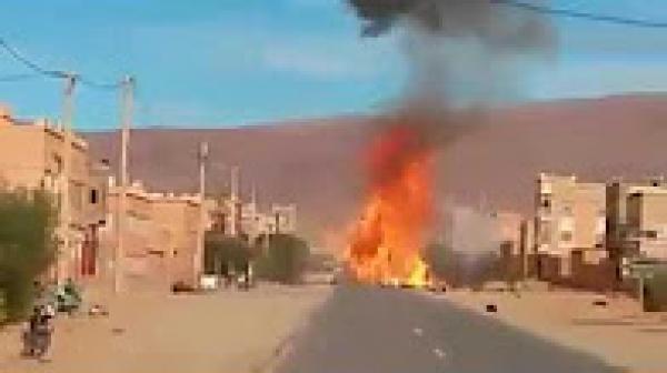 إنفجار مجموعة من قنينات الغاز بتنغير.. شوف كيفاش طارت في السماء