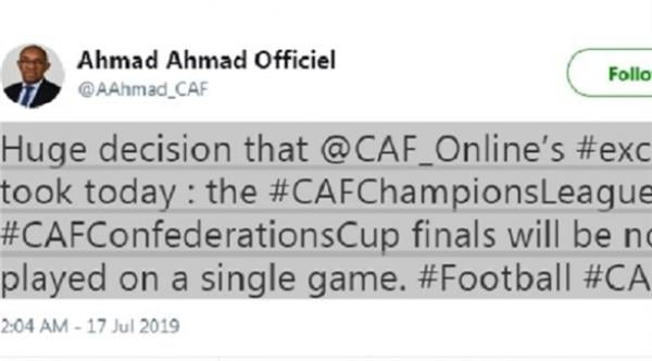 "كاف" يغير نظام نهائي دوري أبطال أفريقيا والكونفدرالية