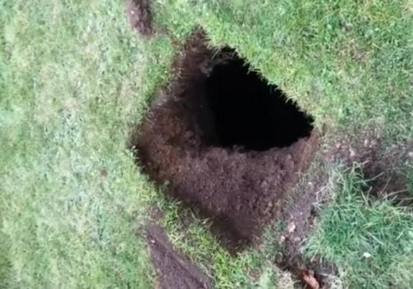 بالفيديو: زوجان يعثران على كهف مجهول تحت حديقة منزلهما