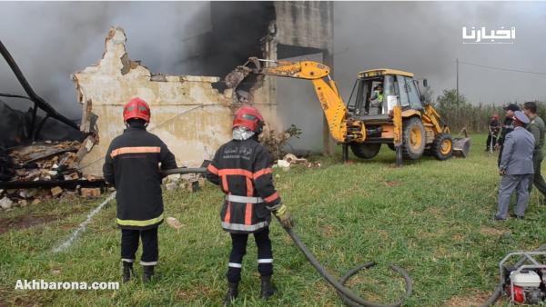 حريق مهول يشب بمستودع للعجلات المطاطية بمديونة