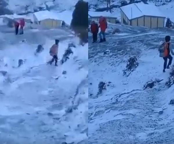 أطفال يذهبون إلى المدرسة في الصقيع و الثلوج بجبال تازة