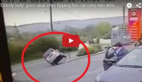 بالفيديو: امرأة مسنة تسير بسيارتها على عجلتين فقط