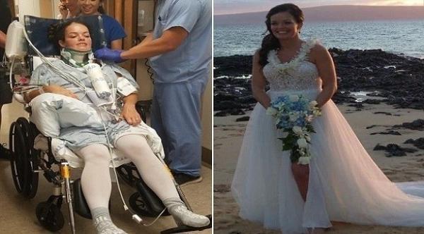 موجة عاتية تتسبب بشلل عروس بعد زفافها