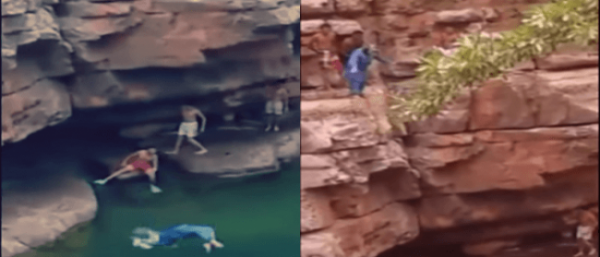 بالفيديو : مغربية مُسنة تتحدى الكبر و تقفز في من أعلى صخرة بأحد منتجعات بأكادير