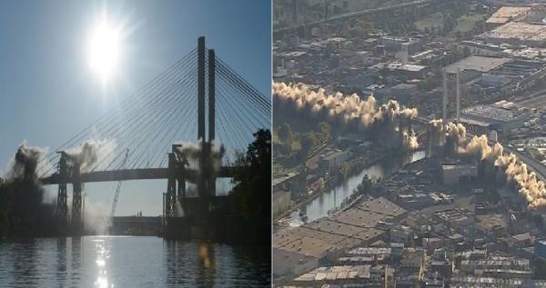 بالفيديو: لحظة هدم جسر تاريخي في نيويورك