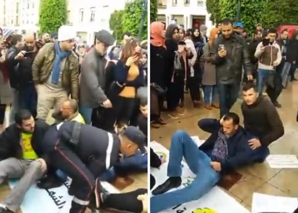 إصابات إثر تعنيف أمني لوقفة احتجاجية للأساتذة حاملي الشهادات أمام البرلمان