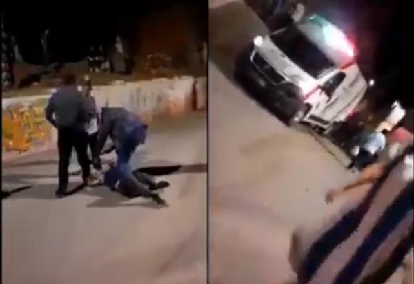 شوفو كيف تعامل بوليسي مع مشرمل و محاولة سكان الحي مساعدته للفرار