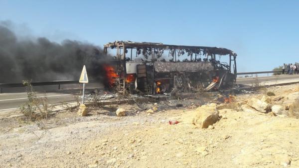 حريق مهول لحافلة مسافرين بين الصويرة وتمنار