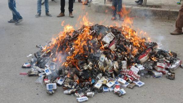 حرق أزيد من 300 ألف علبة سجائر و طن من المعسل بضواحي مديونة