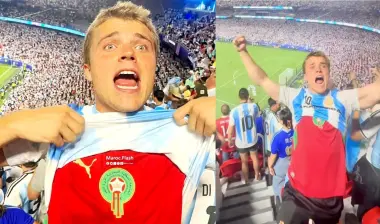 فيديو مجنون.. المشجع الأمريكي "تيكي" يحتفل بقميص المنتخب المغربي بعد هدف ميسي في شباك الجزائر!