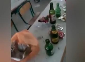بالفيديو : مجهولون ينتهكون حرمة ثانوية و يخلفون وراءهم قنينات خمر