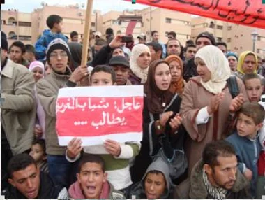 احتجاجات 20 فبراير بخنيفرة سلمية مائة بالمائة