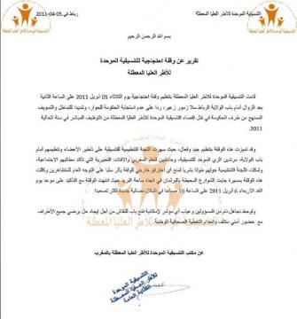 تقرير عن وقفة احتجاجية للتنسيقية الموحدة   للأطر العليا المعطلة 