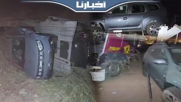 انقلاب"رموك" محمل بالسيارات بالدارالبيضاء