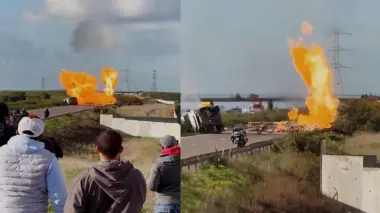 انفجار شاحنة "قنينات غاز" يستنفر السلطات في طريق السوالم والدار البيضاء (فيديو)