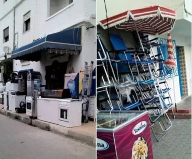 استغلال الرصيف العمومي بمرتيل أمام اعين باشا المدينة وحاشيته