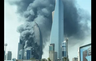 السيطرة على حريق مهول اندلع في مبنى بنك قيد الإنشاء في العاصمة الكويتية