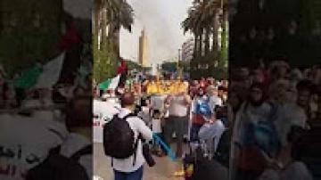 الرباط: لحظة إحراق راية إسرائيل أمام البرلمان