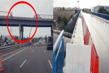 خطير : انهيار حاجز حديدي لقنطرة بالطريق السيار يخلف حالة رعب شديد والمسؤولون يكتفون بالمشاهدة (فيديو)