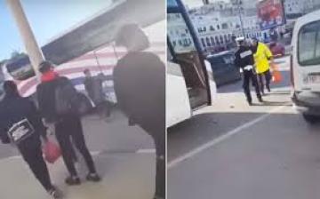 بالفيديو: اعتراض طريق حافلة للنقل السياحي في طنجة