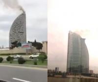 بالفيديو : اندلاع حريق مهول بـ"برج ترامب باكو"
