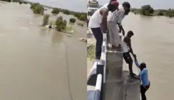 بالفيديو..  امرأة تدفع زوجها في النهر خلال التقاط صورة