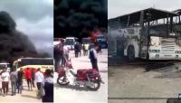 النيران تحصد الاخضر واليابس  بالمحطة الطرقية بفاس