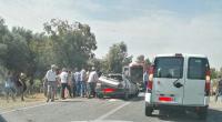 اصطدام عنيف بين شاحنة كبيرة من نوع "رموك" و سيارة خفيفة وهذه الحصيلة
