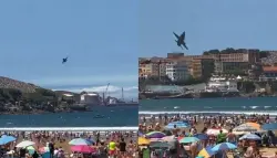 فيديو مرعب من إسبانيا.. طائرة إف-18 كادت تتحطم فوق رؤوس المصطافين