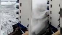 شاهد..موجات عالية تدمر شرفات المنازل بجزيرة تينريفي قبالة المغرب