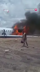 بالفيديو..نجاة وزير المعادن الكونغولي من حادث طائرة