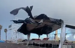 قبل أيام من انطلاق الكان.."انهيار "فان زون" في عين الذياب بسبب الرياح والأمطار