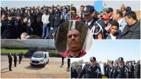 والي أمن بني ملال ومسؤولون كبار في الأمن يتقدمون جنازة ضابط الشرطة الذي وافته المنية في طريقه لأداء صلاة الفجر  (صور)