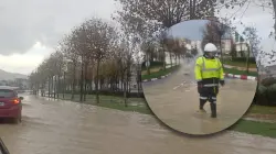 الأمطار تغرق شوارع مدينة تطوان وتحول الطريق الرئيسي الى بركة مائية كبيرة