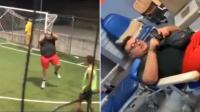 محاولة مشجع تقليد احتفال كريستيانو بالأهداف تدخله المستشفى (فيديو)