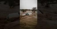 لحظة جرف سيول غزيرة سيارة ونجاة سائقها (فيديو)