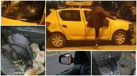 بالفيديو..مخموران  يهاجمان رجلا داخل سيارة أجرة ويكسران زجاجها ويرسلانه للإنعاش!