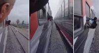 حصان ينجو بأعجوبة من بين قطارين متقابلين في مصر(فيديو)