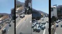 حادثة مفجعة لشاحنة قنينات الغاز