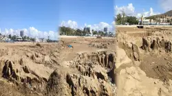 هكذا صار جزء من شاطئ أكادير بعد الأمطار الغزيرة التي شهدتها المنطقة
