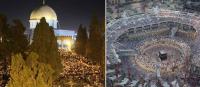 صور جوية لساحات المسجد الحرام و المسجد الأقصى ممتلئة بالمصلين في ليلة 27 ‫‏رمضان‬