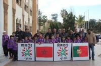 بالفيديو: فريق مغربي للصغار يدعم ملف المغرب 2026 خلال مشاركته بالبرتغال