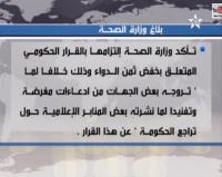 بلاغ وزارة الصحة المتعلق بثمن خفض الأدوية
