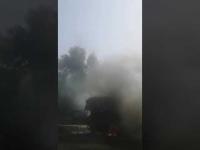 بالفيديو..النيران تلتهم بالكامل شاحنة لشركة مشروبات ونجاة السائق بأعجوبة