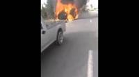 شاهد كيف التهمت النيران سيارة بالكامل في حادثة سير ببني ملال