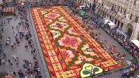سجادة تركية من الأزهار في اكبر ميادين بروكسل